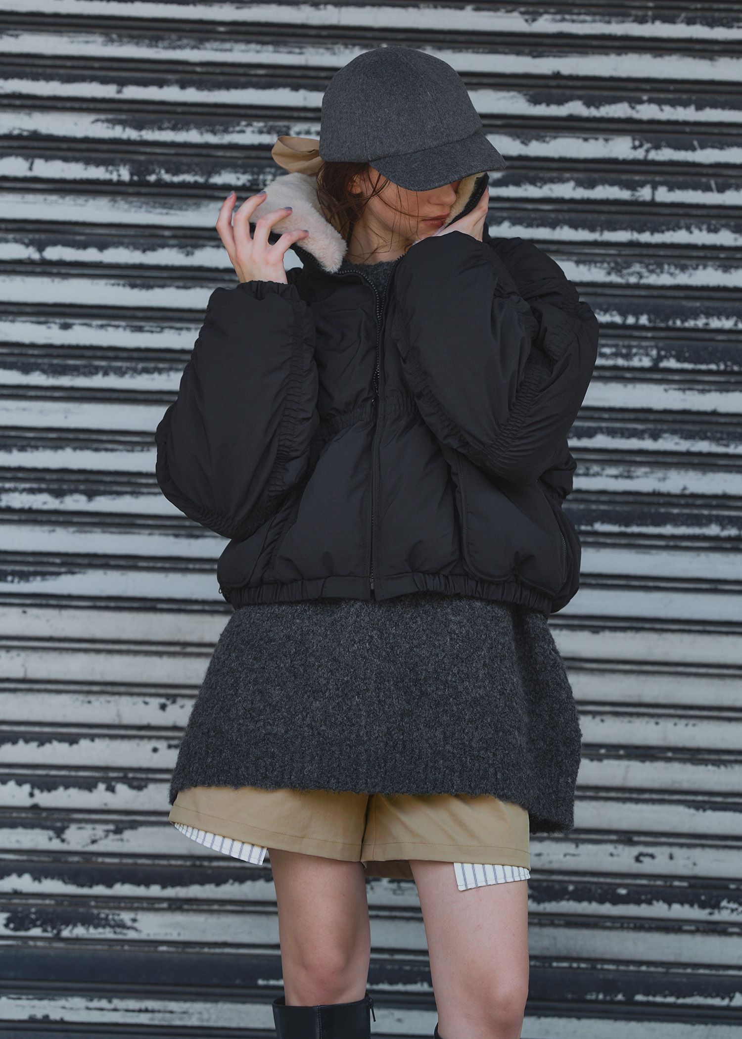 stripe pocket peep tuck chino S/PT / タックチノ ショートパンツ (タン) / 25AW