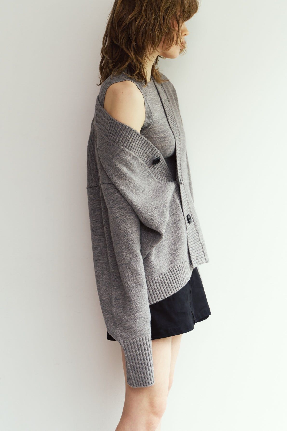 2ピース カーディガン (グレー) 2-piece cardigan (Gray) / 26AW