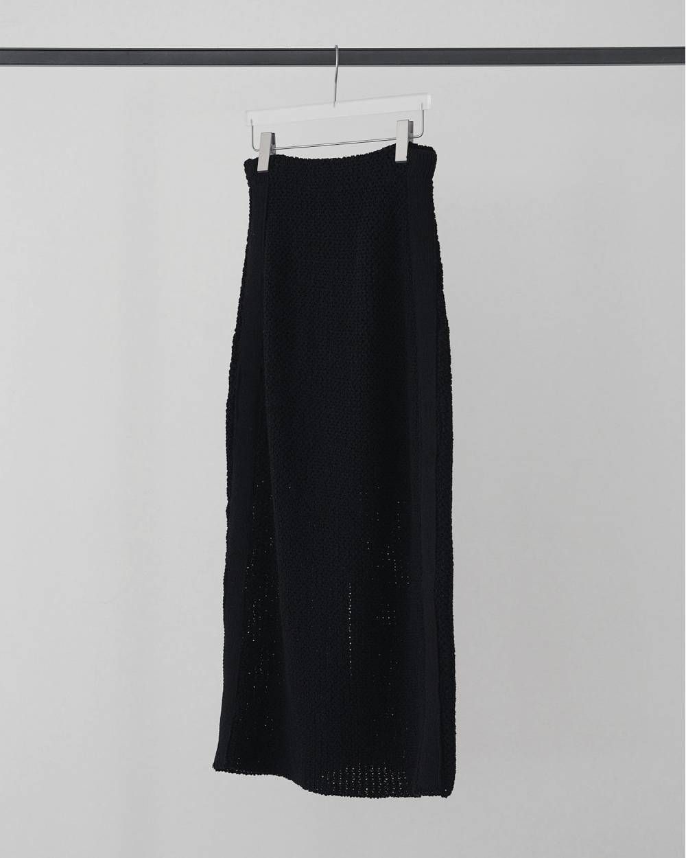 クロシェニットスカート (ブラック) Crochet Knit Skirt (Black) / 26SS