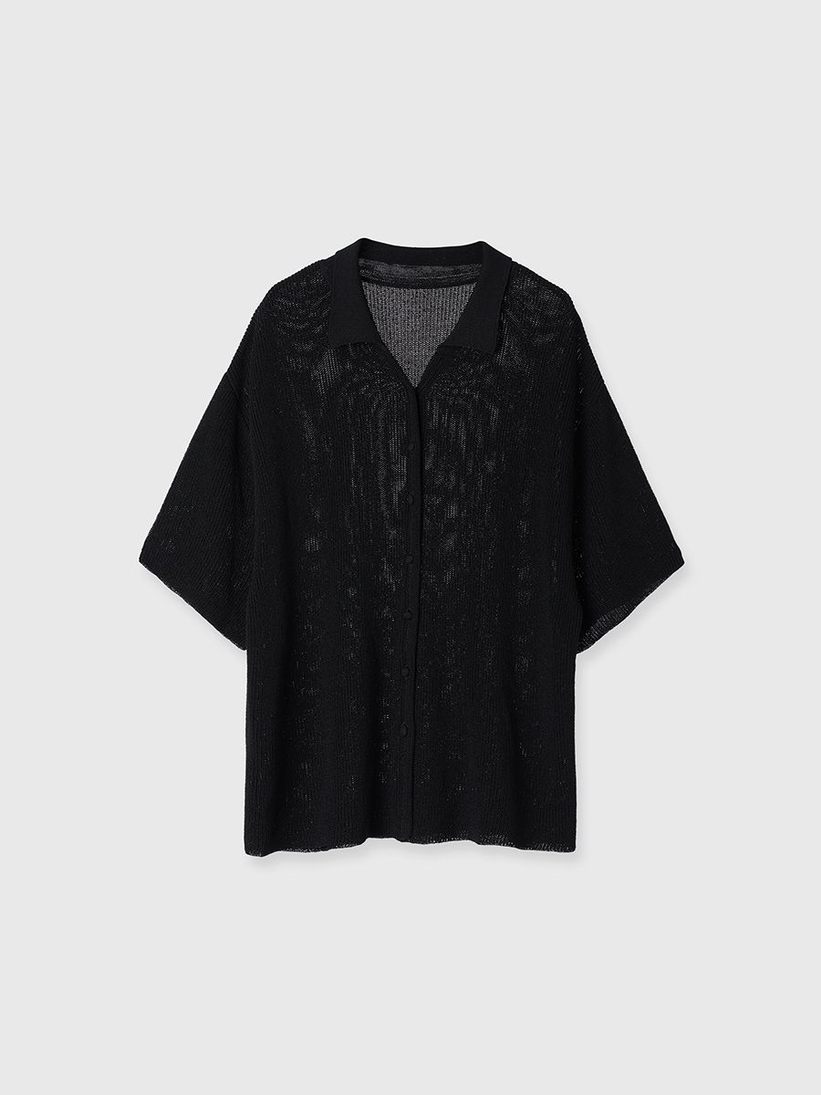 【25SS】ACETATE KNIT SHIRTS / アセテート ニットシャツ (ブラック)