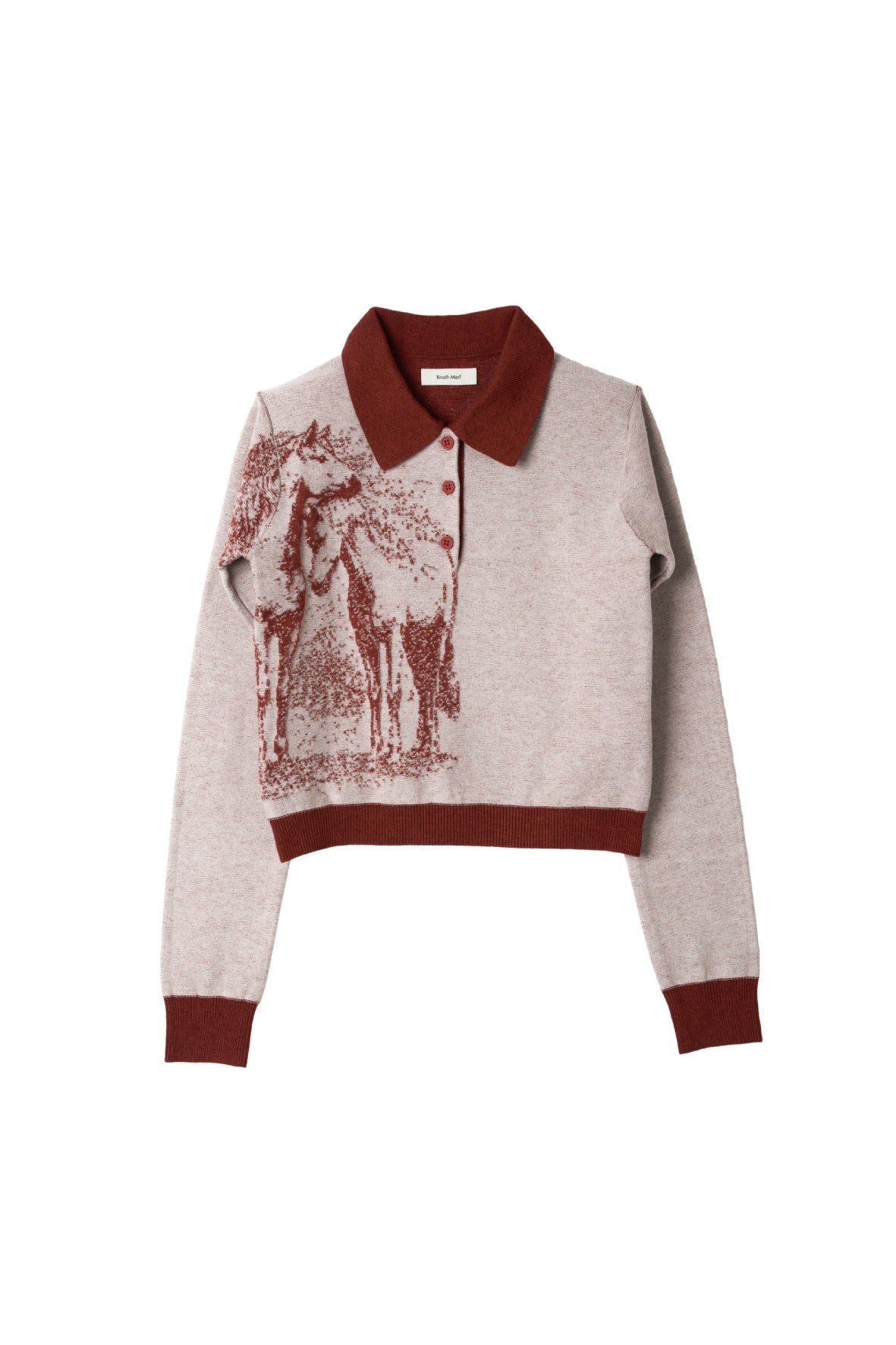 ジャガードポロニット (レッド) jacquard polo knit (Red) / 26AW