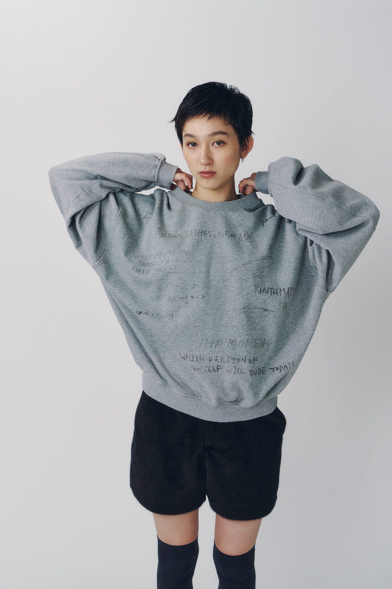メッセージ スウェット (グレー) message sweatshirt(unisex) (Gray) / 26AW