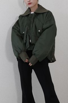 BIG COLLAR MA-1 / ビッグカラーMA-1 (カーキ) / 調整可能ギャザー / 小顔効果