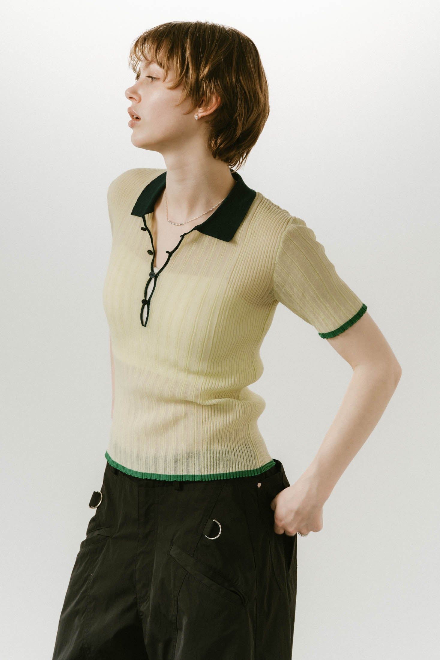 sheer polo knit / シアーニットポロシャツ (ミント) / 25SS