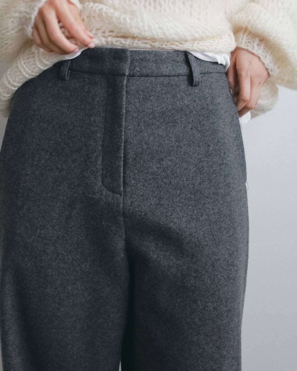 ウールコクーンパンツ (チャコールグレー) Wool Cocoon Pants (Charcoal gray) / 26AW 【6月29日まで期間限定予約】