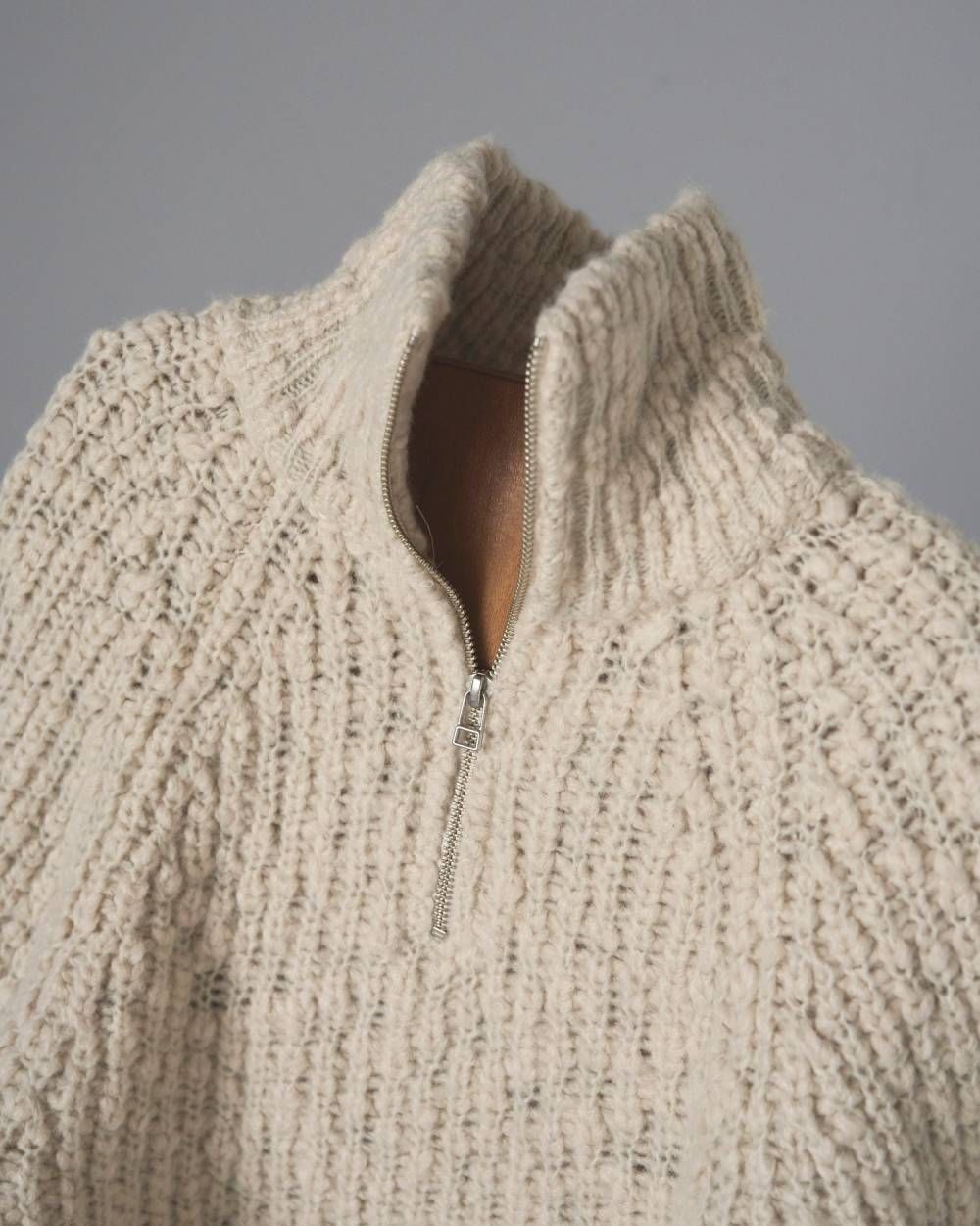 【25AW】Short Zip Knit / ショートジップニット (アイボリー)