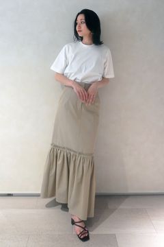 FINX COTTON GATHERED SKIRT / ギザコットンギャザースカート (ベージュ)