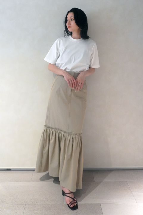 FINX COTTON GATHERED SKIRT / ギザコットンギャザースカート (ベージュ)