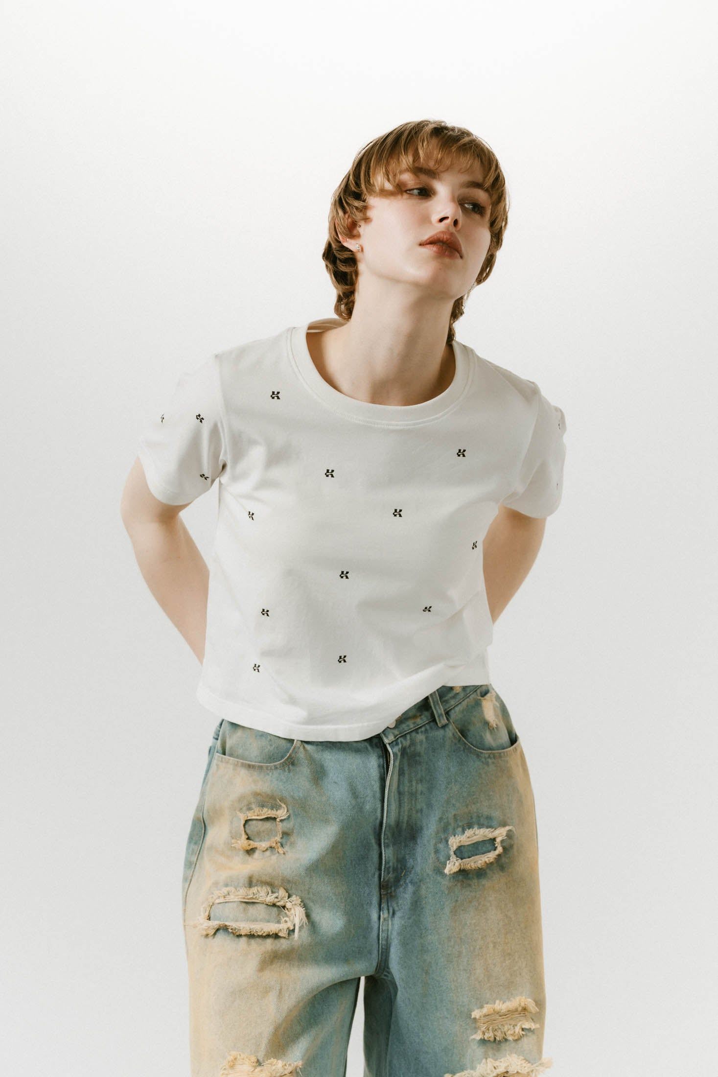K motif mini T shirt / Kモチーフ ミニTシャツ (ホワイト) / 25SS