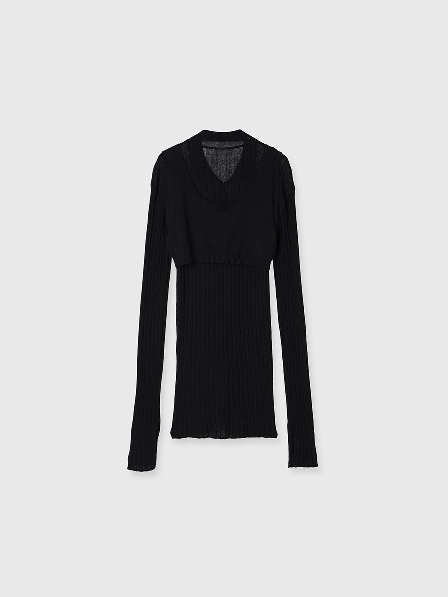 【25SS】KNIT BUSTIER LONG SHIRTS / ニットビスチェ ロングシャツ (ブラック)