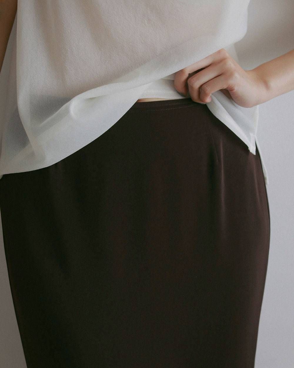 ジョーゼットペンシルスカート (ブラウン) Georgette Pencil Skirt (Brown) / 27SS