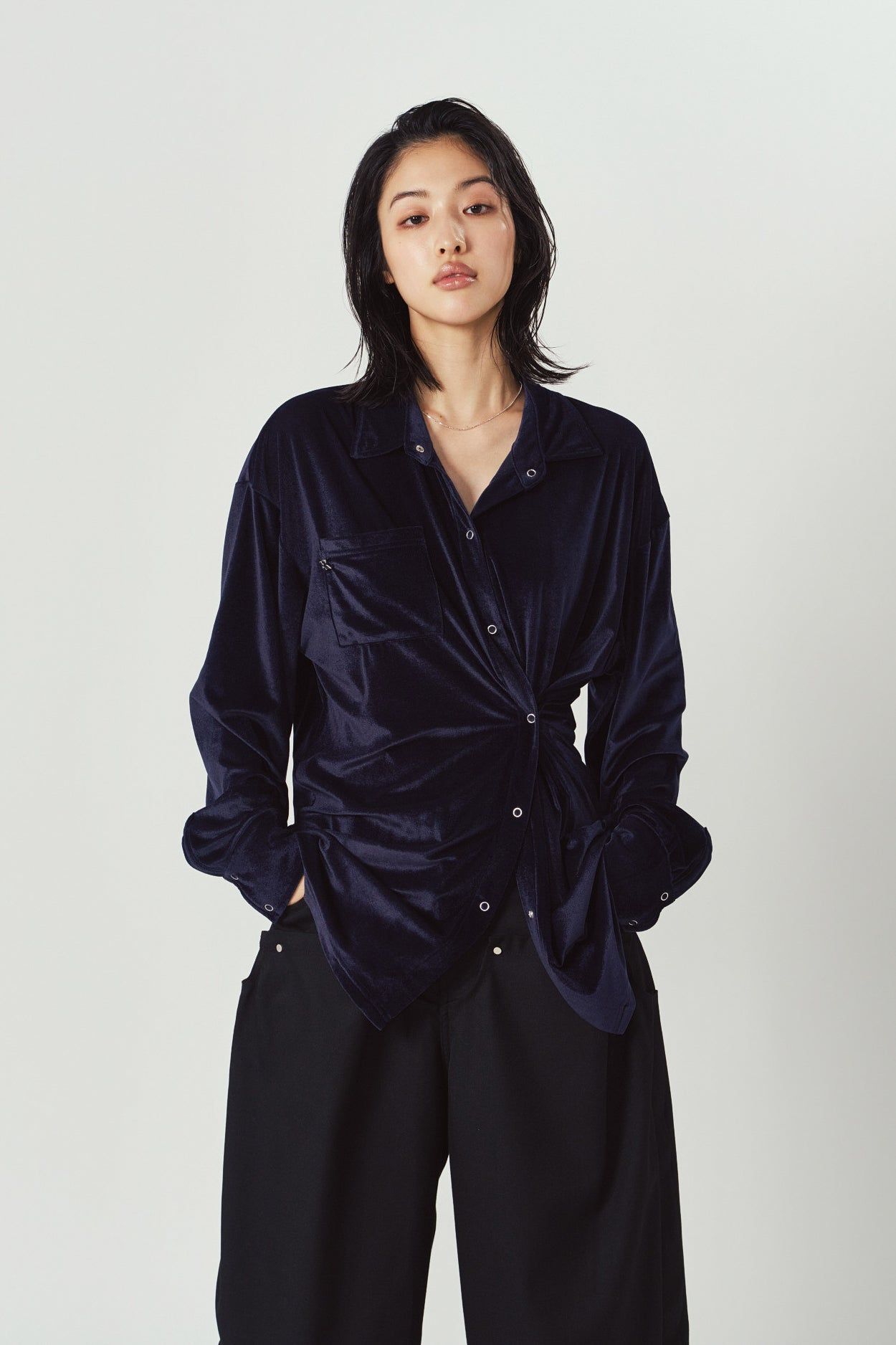 2ウェイ ベロアシャツ (ネイビー) 2way velour shirt (Navy) / 26AW