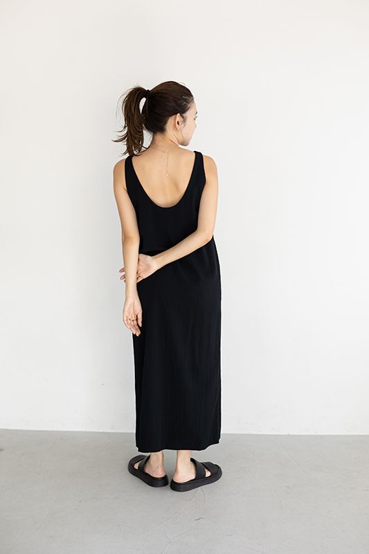 BOATNECK OP / バックオープンボートネックワンピース (ブラック)