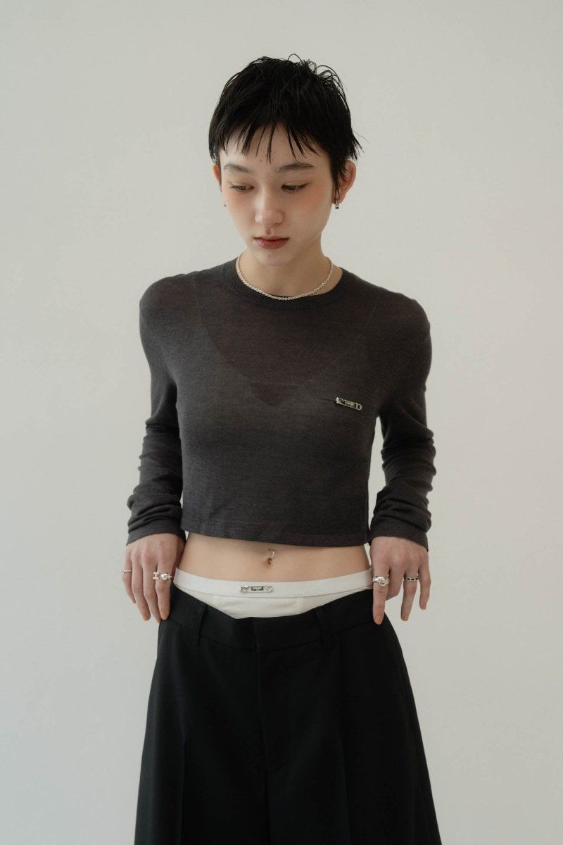 cropped sheer knit / クロップドシアーニット (ダークグレー) / 25SS