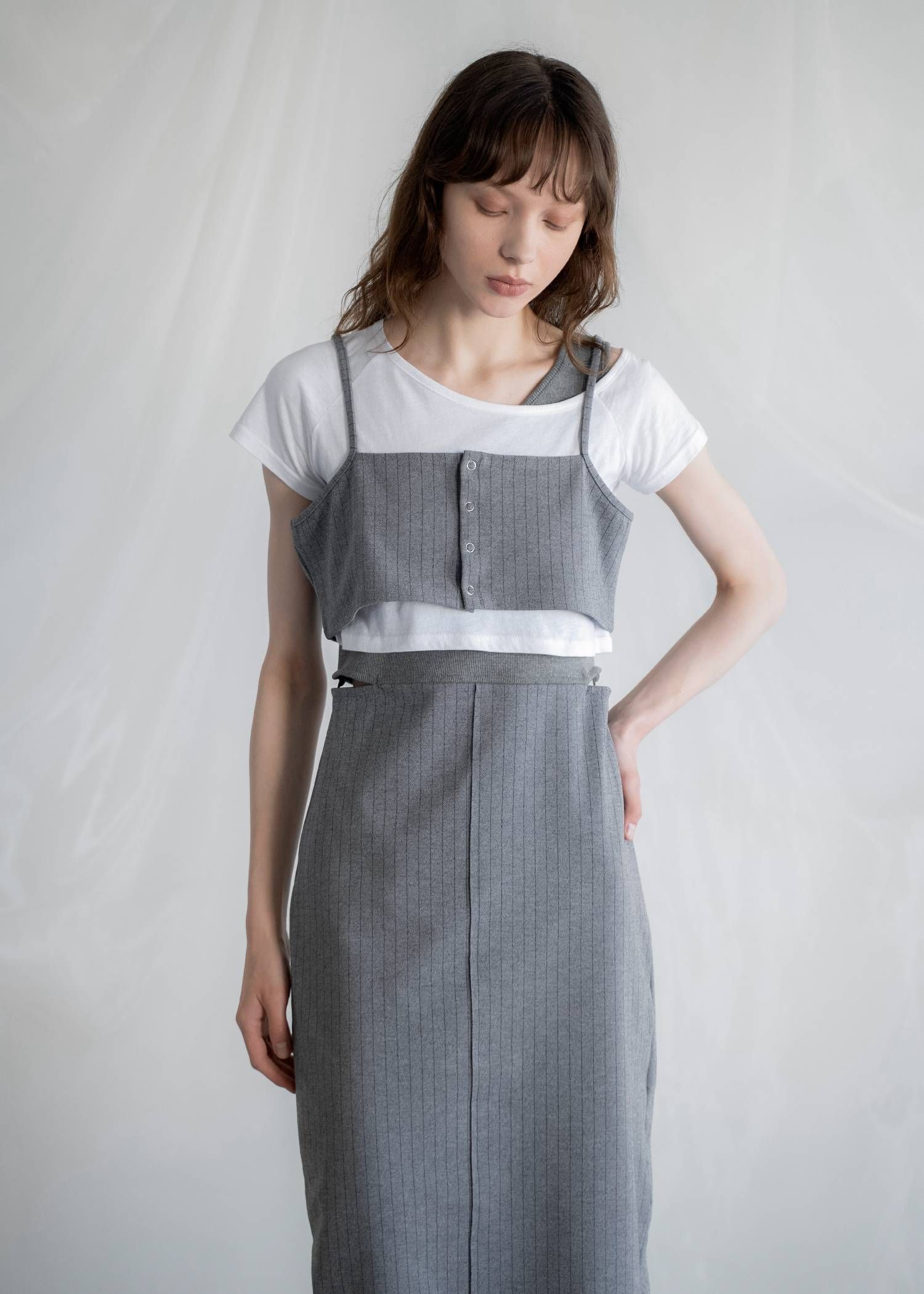 レイヤード3ピース ワンピース (ミックス) asymmetry layered 3 piece stripe OP (Mix) /  26SS