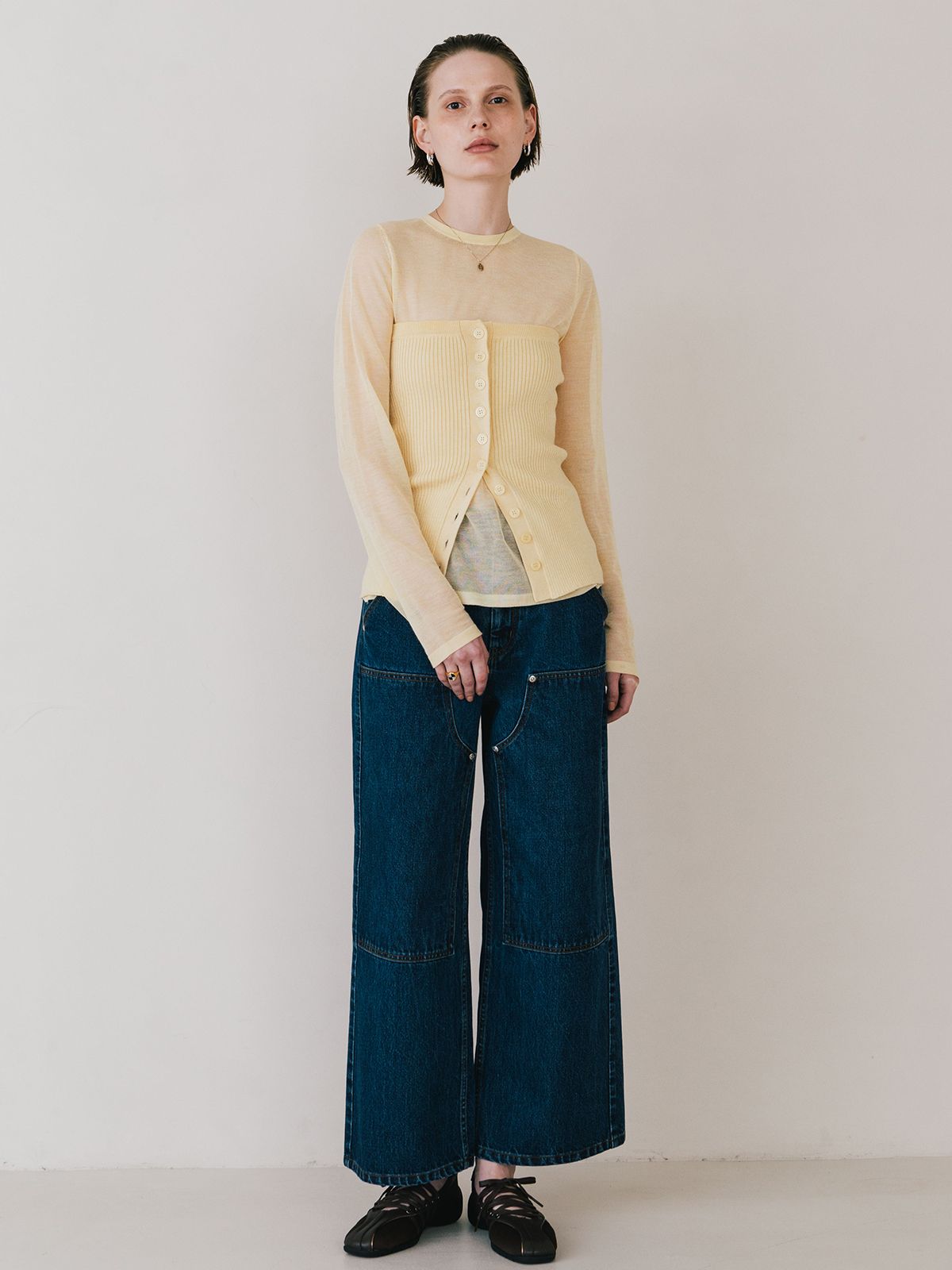 【25SS】RIB BUSTIER SET KNIT / リブ ビスチェセットニット (イエロー)