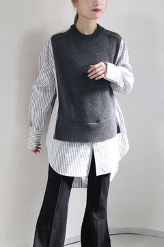 KNIT DOCKING SH / ニットドッキングシャツ (グレー) / オーバーサイズ
