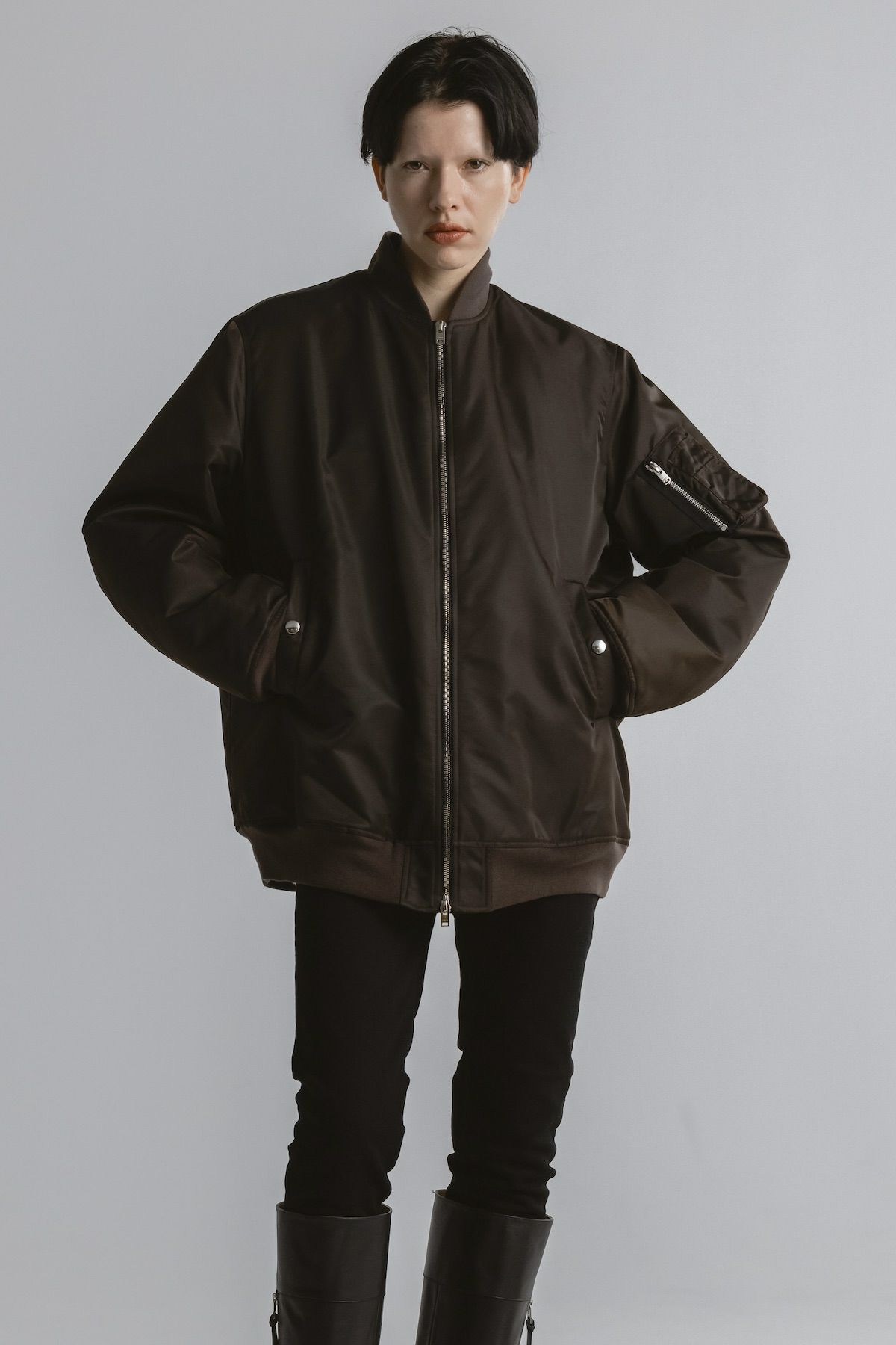 【25AW】MA-1 / リモンタナイロン フライトジャケット (ブラウン)