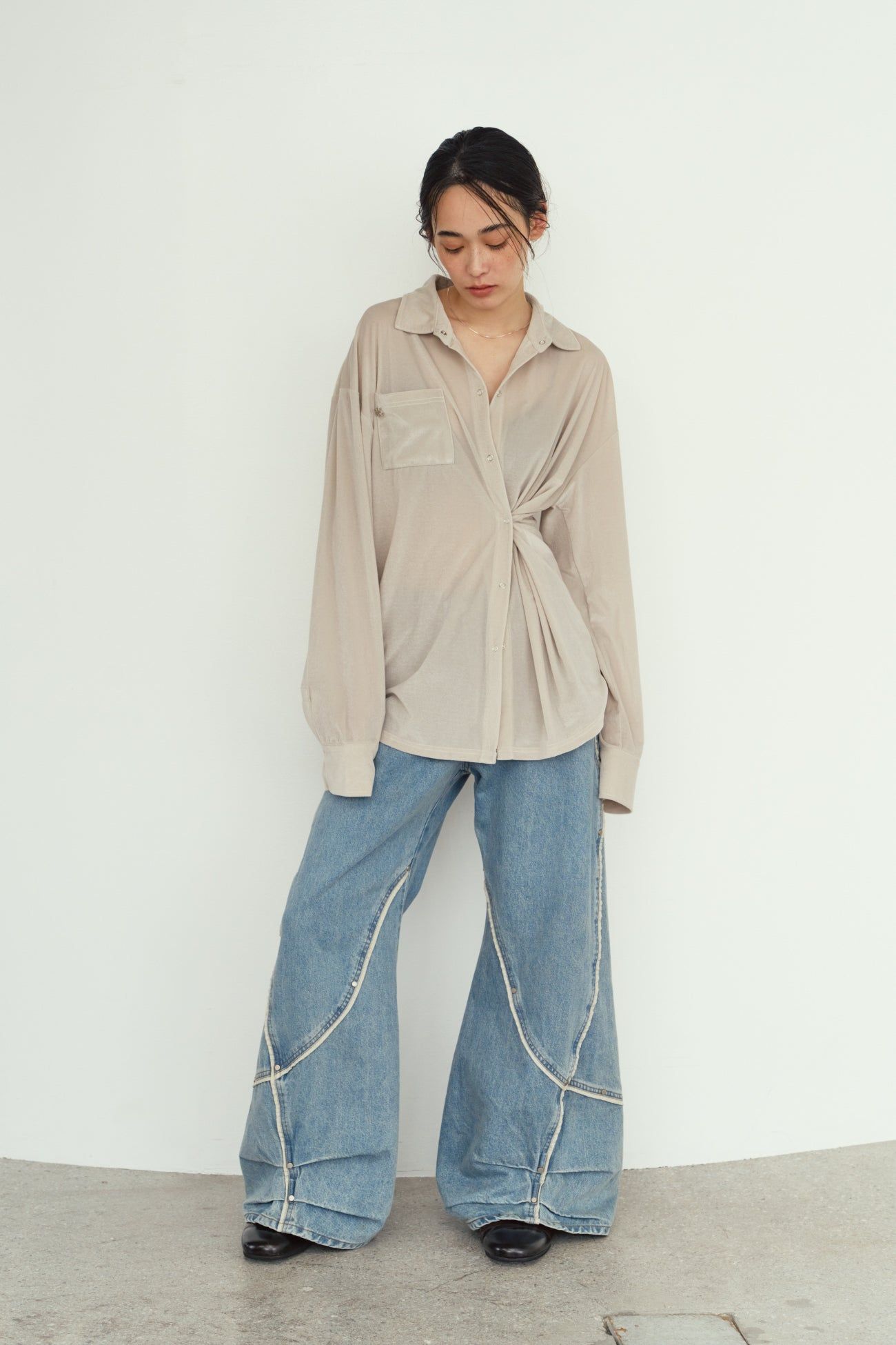 2ウェイ ベロアシャツ (ライトグレー) 2way velour shirt (Lightgray) / 26AW