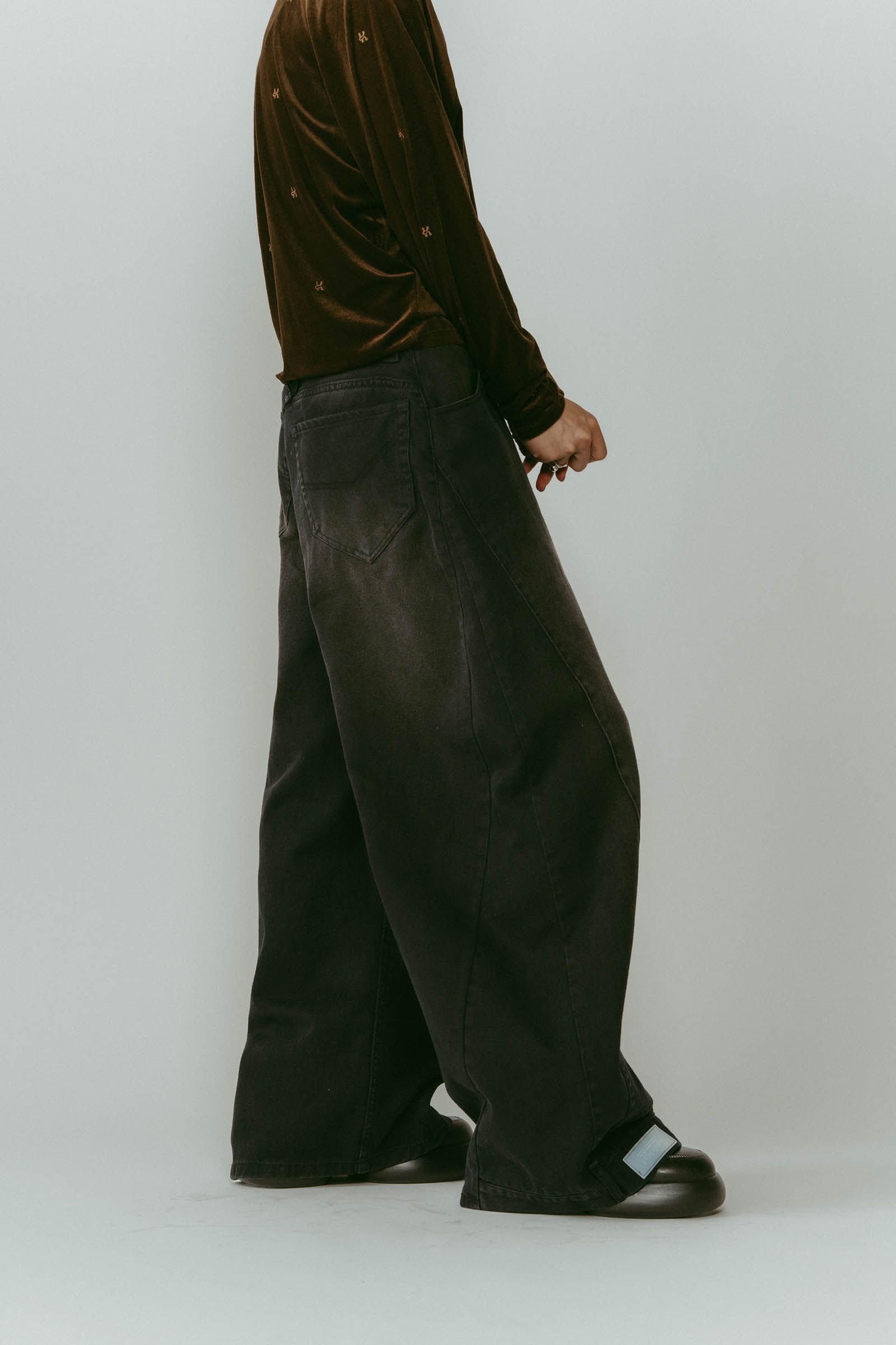 shirt wrap denim pants / シャツ巻き デニム (ブラック) / 25AW