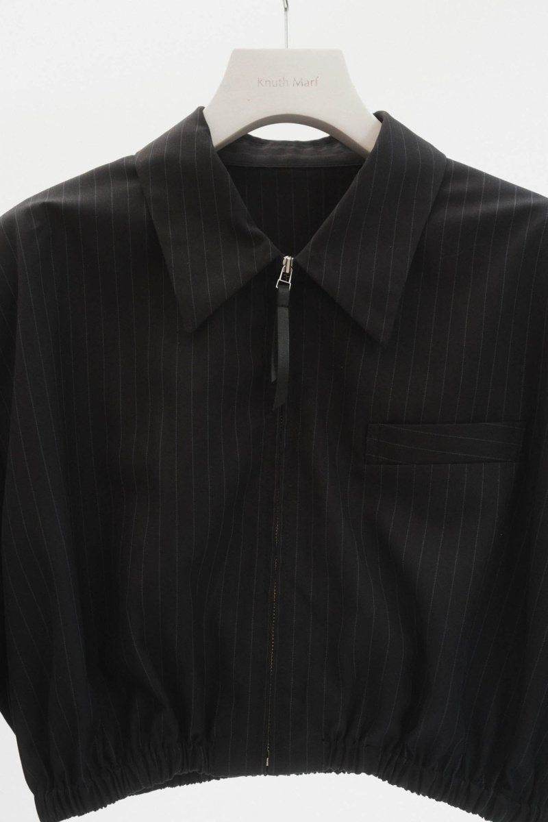ストライプシャツブルゾン (ブラック) stripe shirt blouson (Black)