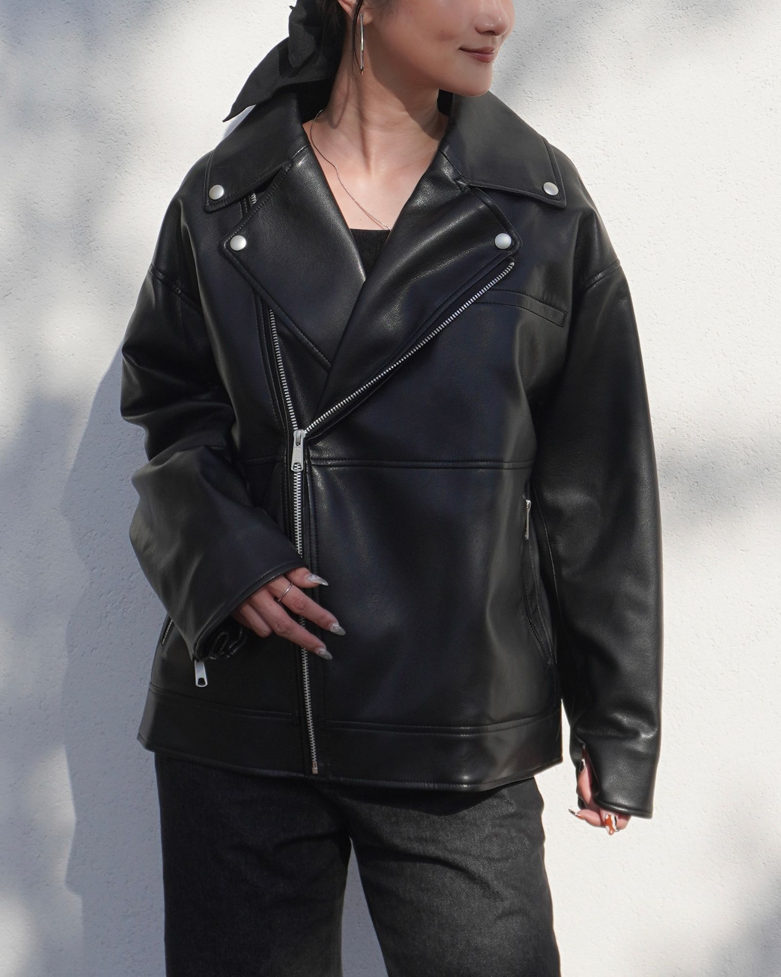 THINK FUR - 【25AW】Eco Leather Riders Jacket (ブラック