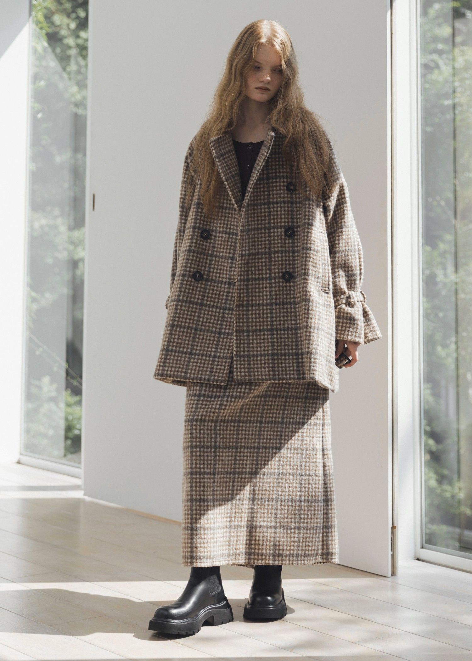 waist frill shaggy pencil SK / ウエストフリル シャギーペンシルスカート (キャメル) / 25AW /