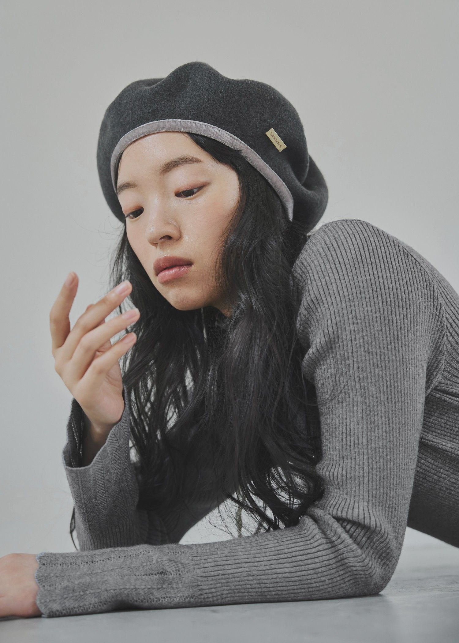 scallop high neck flare sleeve knit / ハイネックフレアスリーブニット (グレー) / 25AW /