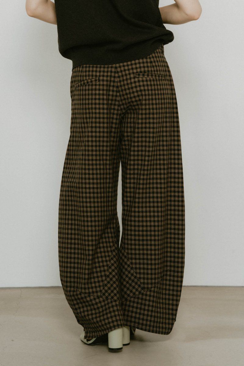 slit deformed pants(unisex) / スリット ディフォームド パンツ (チェックブラック) / 25SS