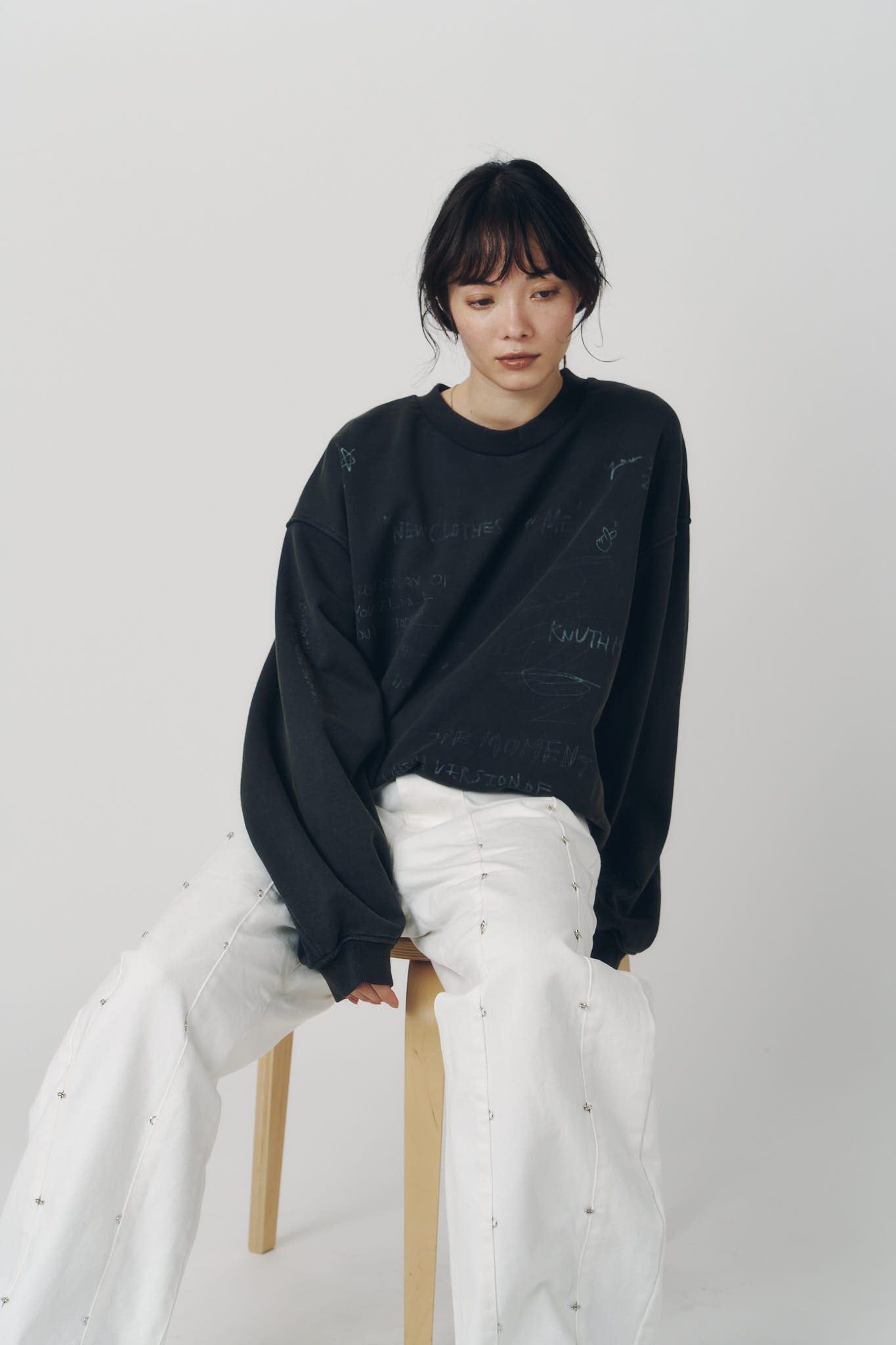 メッセージ スウェット (チャコール) message sweatshirt(unisex) (Charcoal) / 26AW