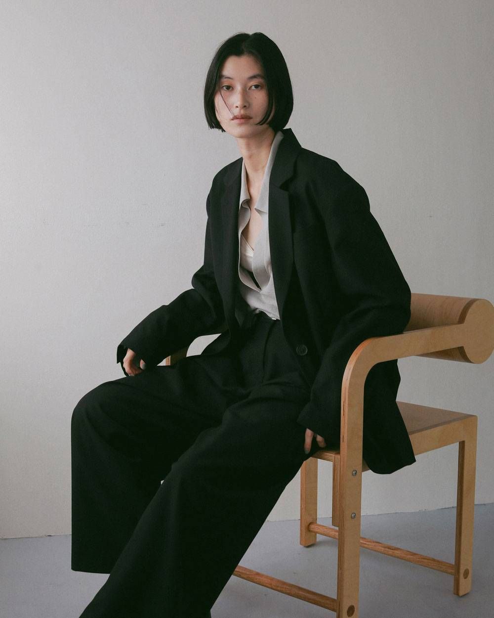 ツイル タックワイドパンツ (ブラック) Twill Tuck Widepants (Black) / 27SS