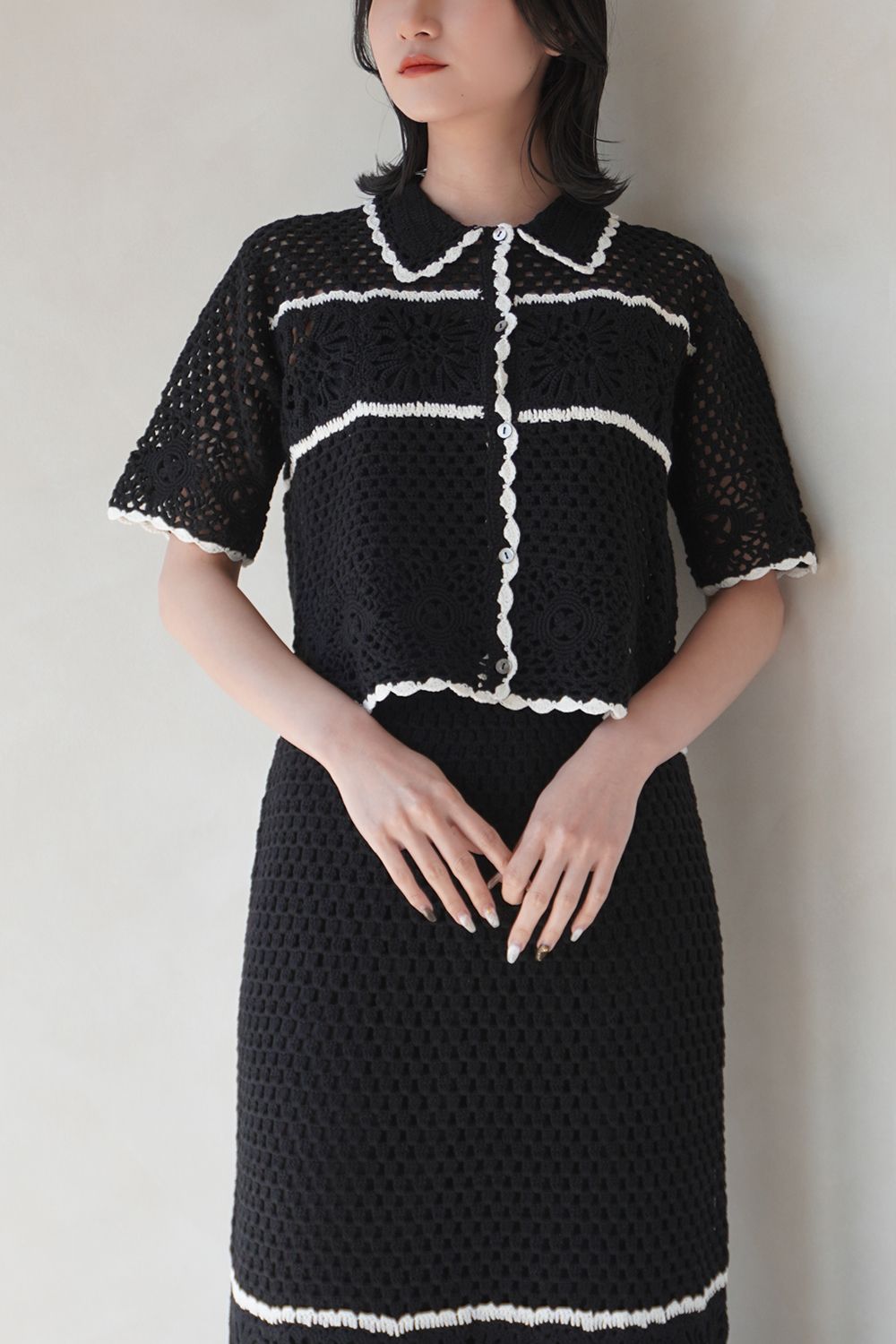 CASA FLINE - HAND CROCHET KNIT CARDIGAN / ハンドクロシェ