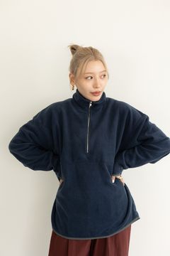 ハーフジップフリースプルオーバー (ネイビー)