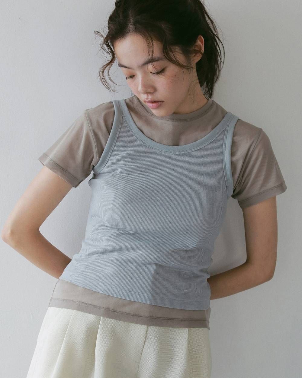 シアーチュールTシャツ (ベージュ) Sheer Tulle T-shirts (Beige) / 27SS
