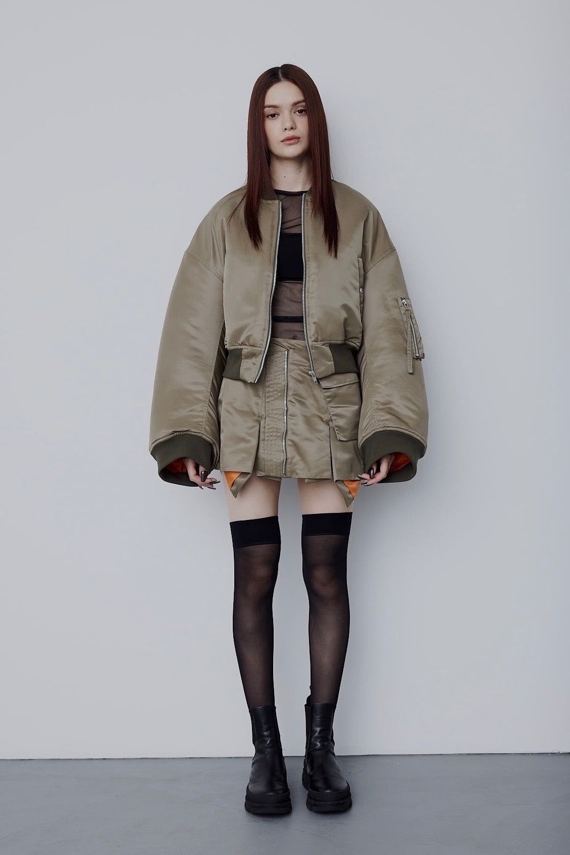 Nylon MA-1 skirt (カーキ)