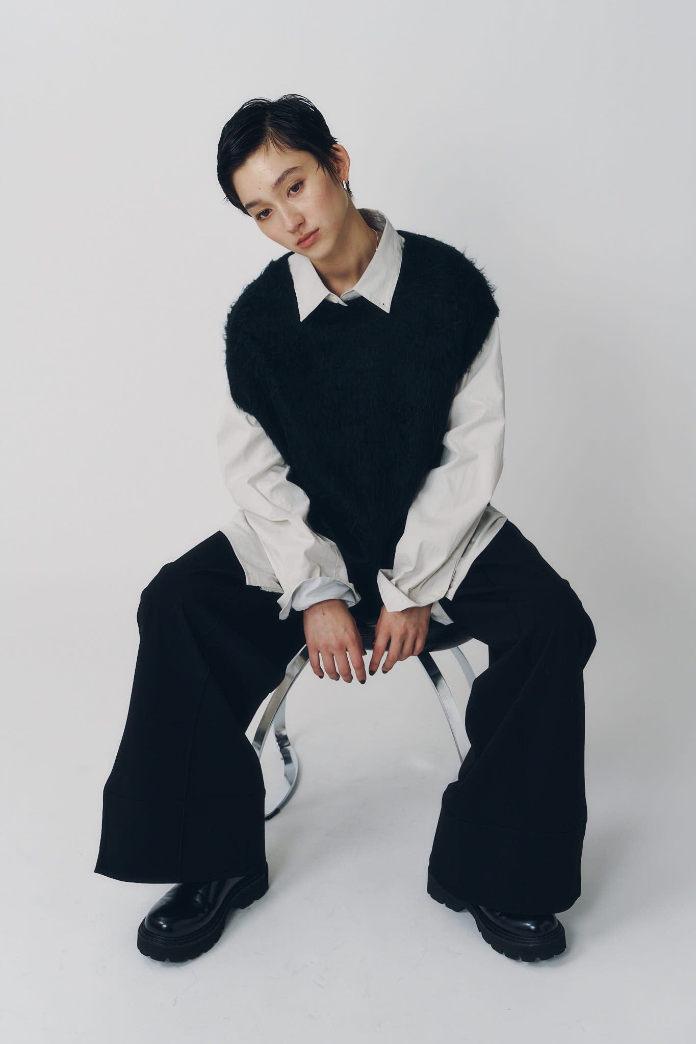 アーガイルニットベスト (ブラック) argyle knit vest (Black) / 26AW