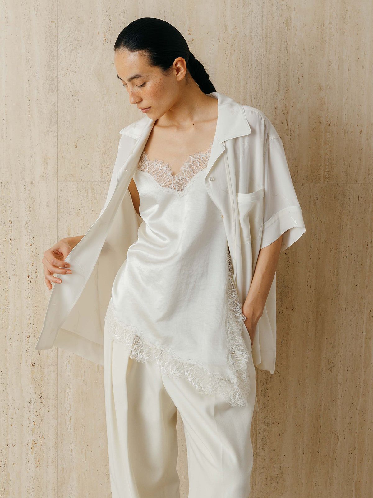 サテンジャガードシャツ (アイボリー) SATIN JQ SHIRTS (Ivory) /  26SS