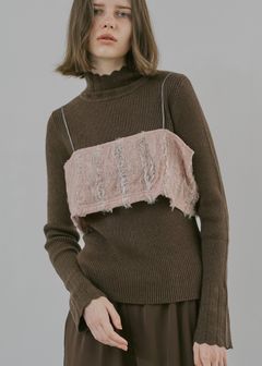 scallop high neck flare sleeve knit / ハイネックフレアスリーブニット (コーヒー) / 25AW /