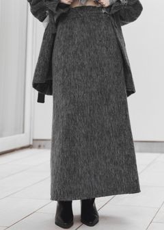 waist frill shaggy pencil SK / ウエストフリル シャギーペンシルスカート (チャコール) / 25AW /
