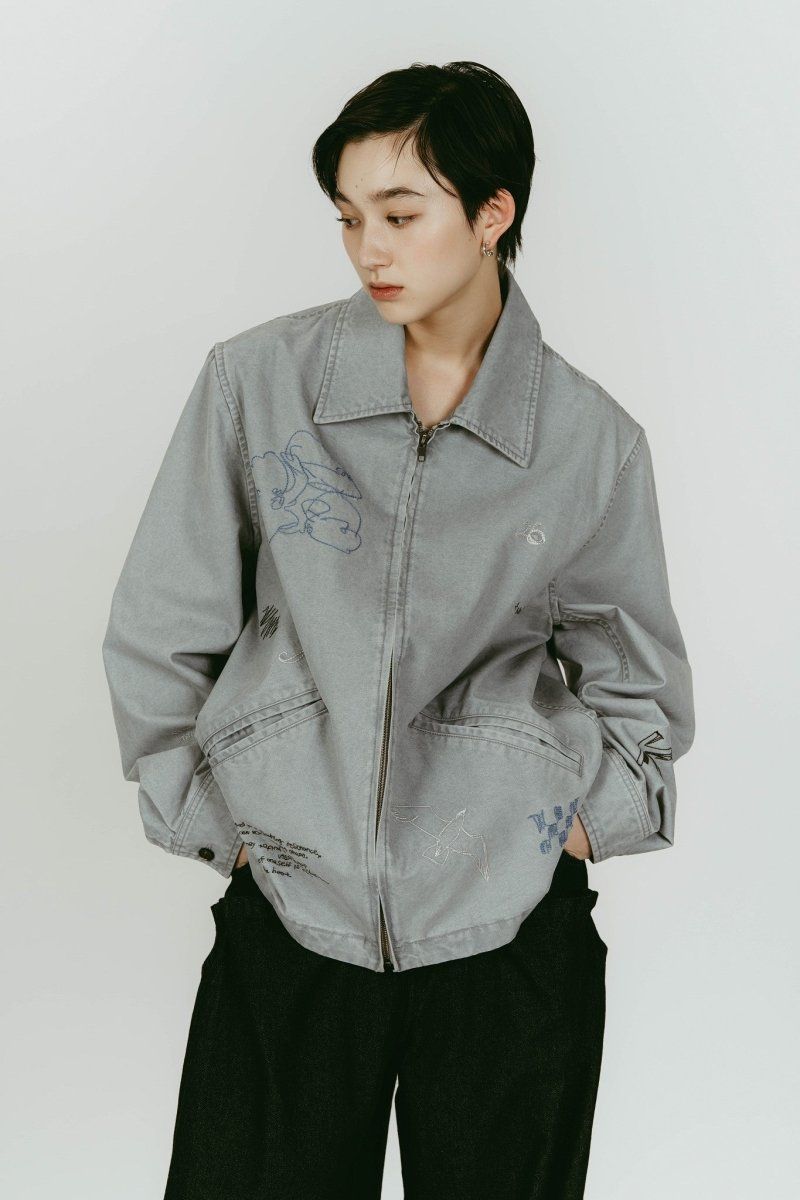 embroidered jacket(unisex) (Blue) / レタリング刺繍 ジャケット (ブルー) / 26SS