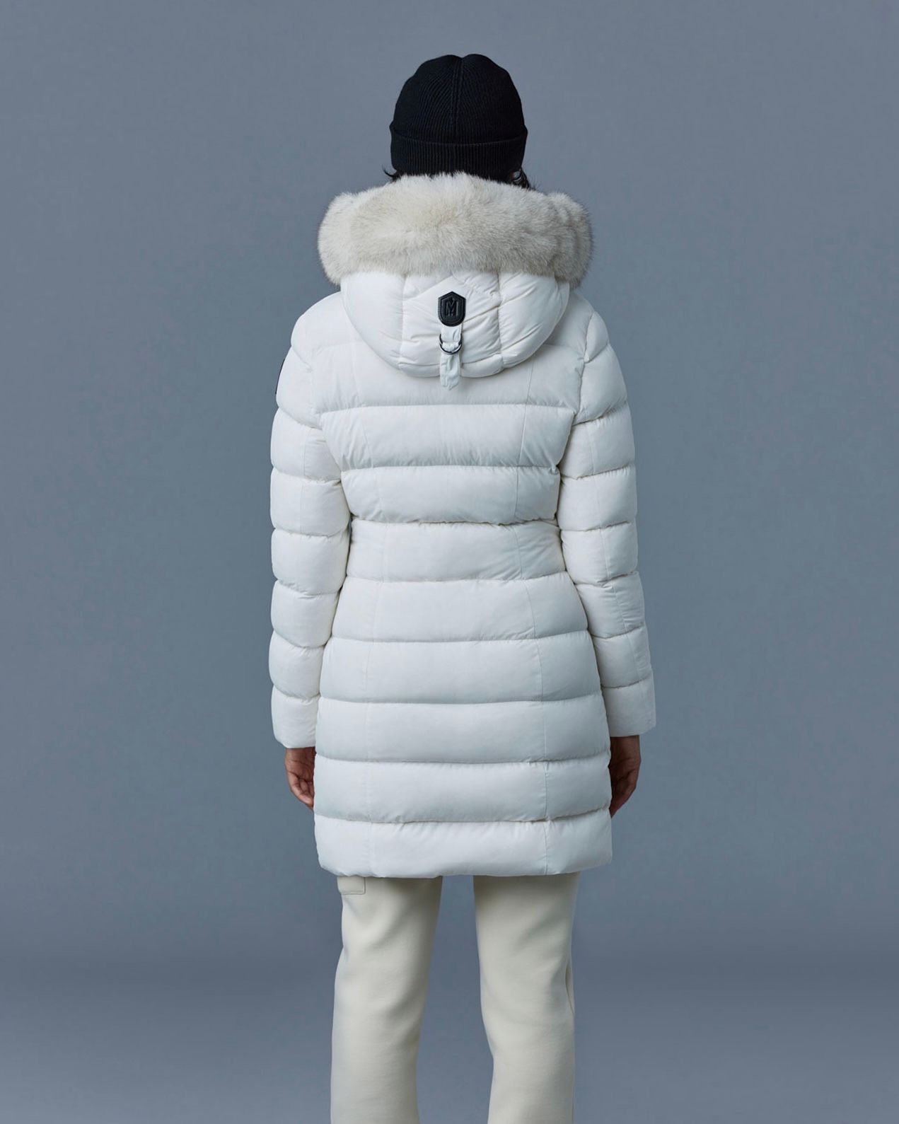 【2025AW】CALLA-BX / ファー付きストレッチダウンコート (オフホワイト)