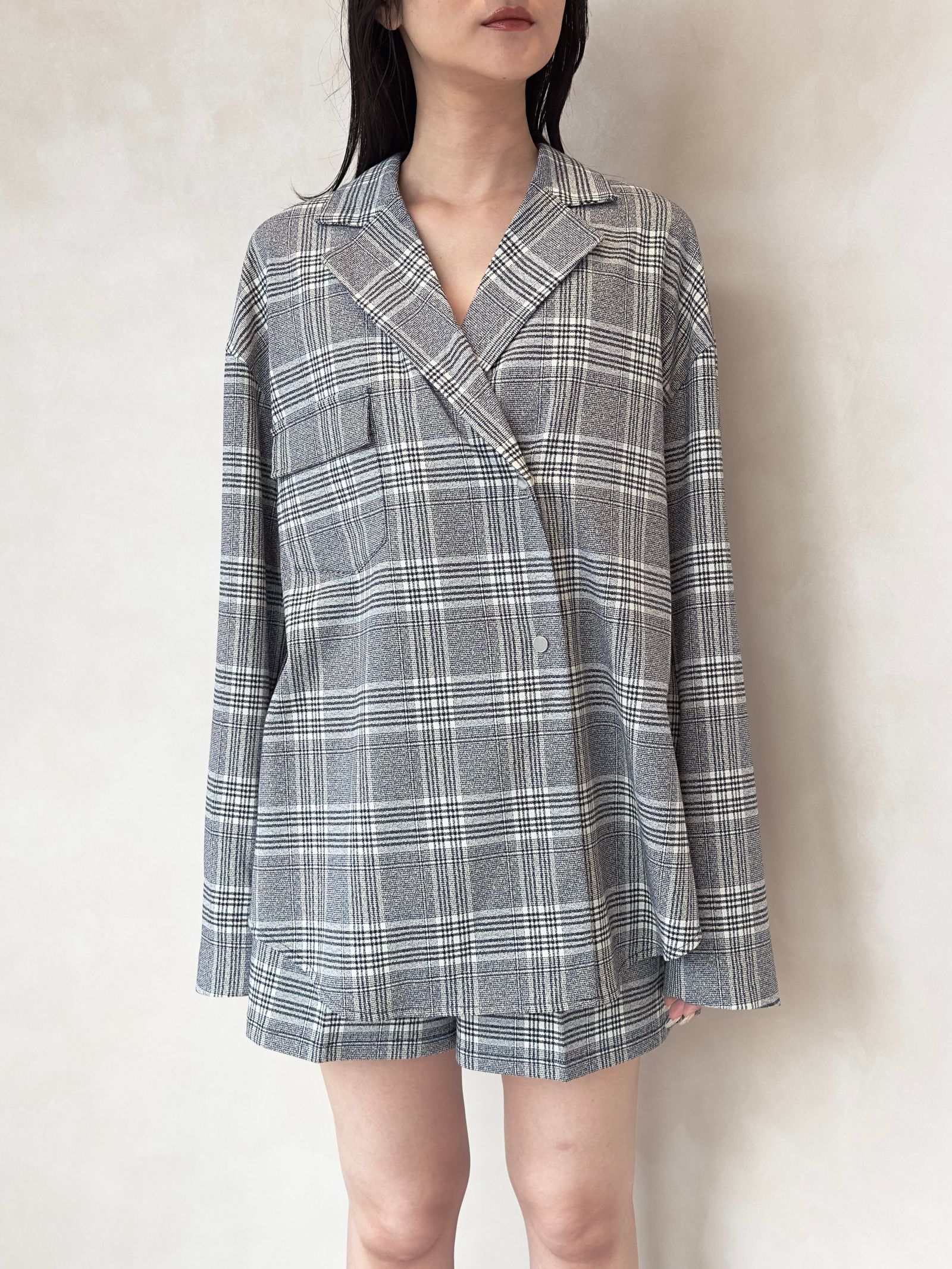 CHECK SHIRTS LIKE JACKET (GRAY) / チェックシャツライクジャケット グレー