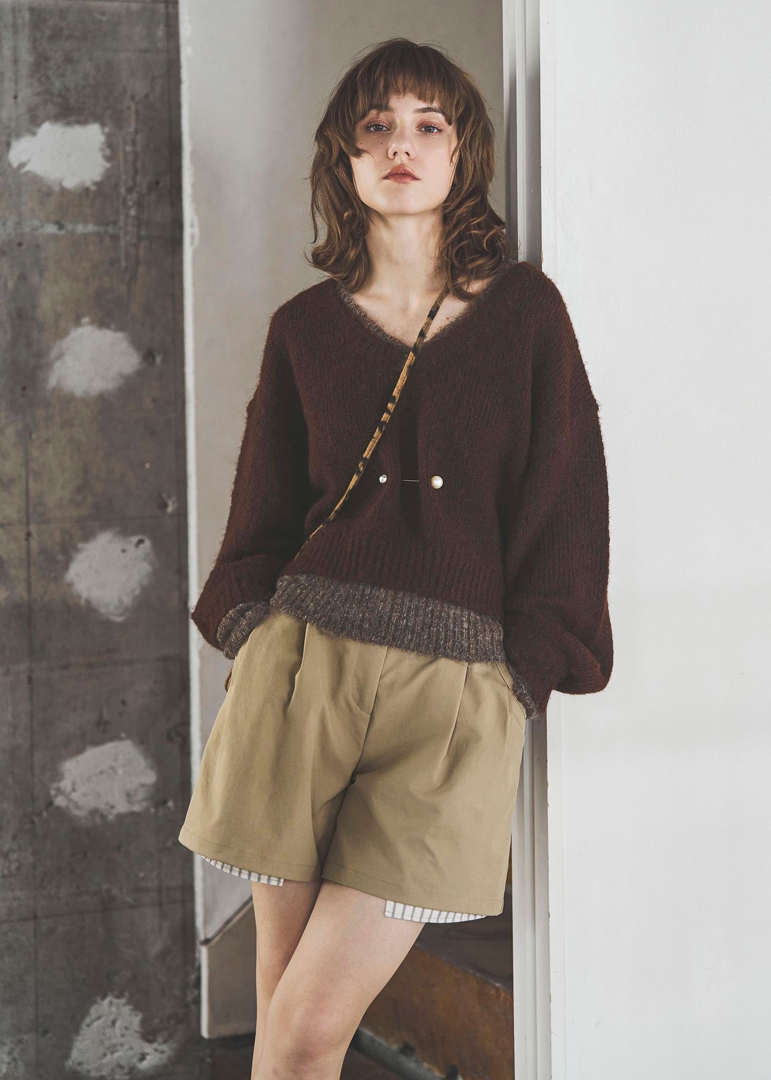 stripe pocket peep tuck chino S/PT / タックチノ ショートパンツ (タン) / 25AW