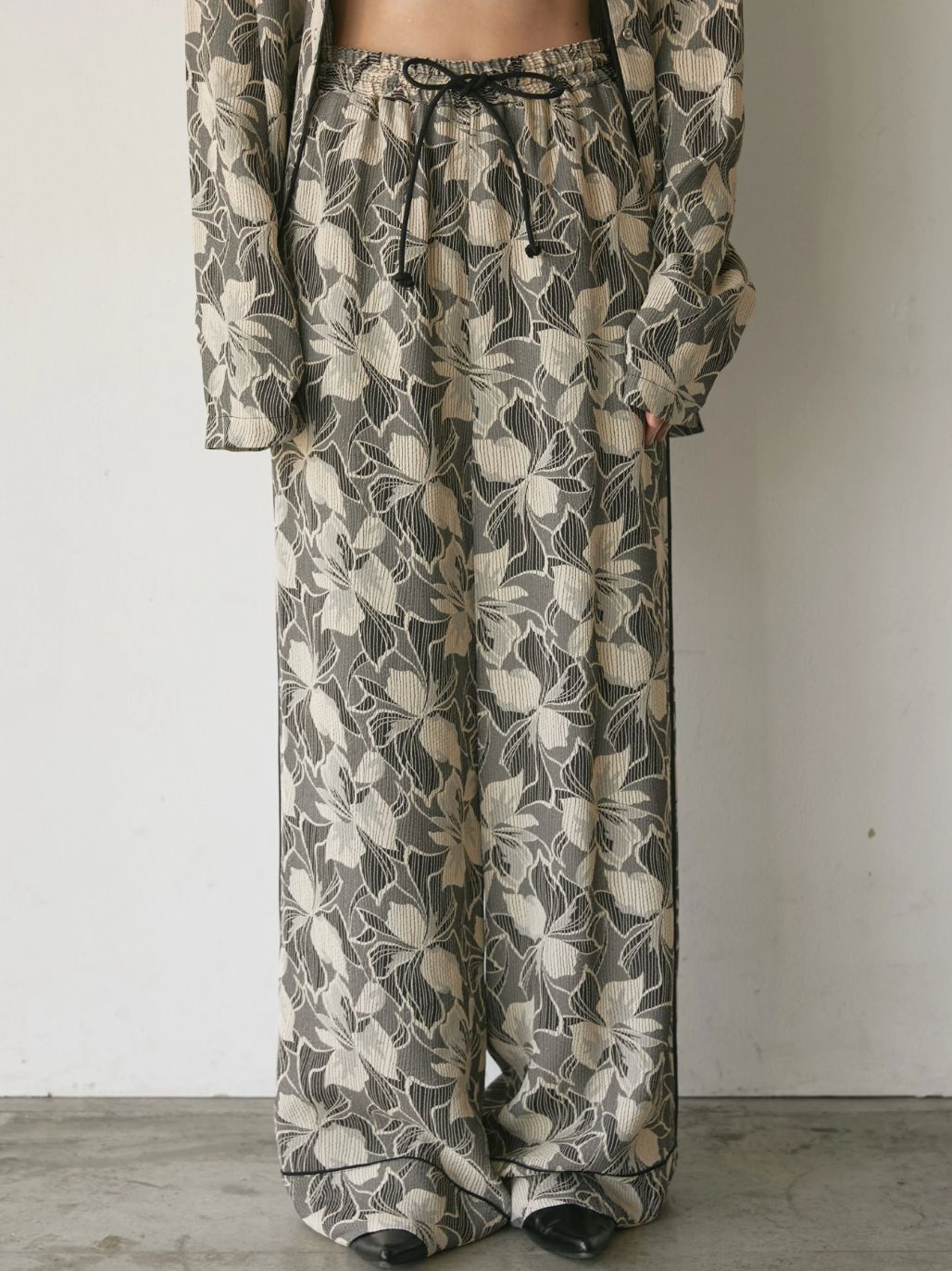 Noah jacquard pants / ジャガードパンツ (ブラック)