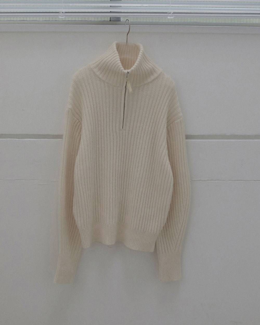 ハーフジップリブニット (アイボリー) Halfzip Rib Knit (Ivory) / 26AW 【6月29日まで期間限定予約】