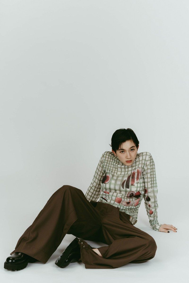 fruit-check print knit (Green) / フルーツチェックトップス (グリーン) / 26SS