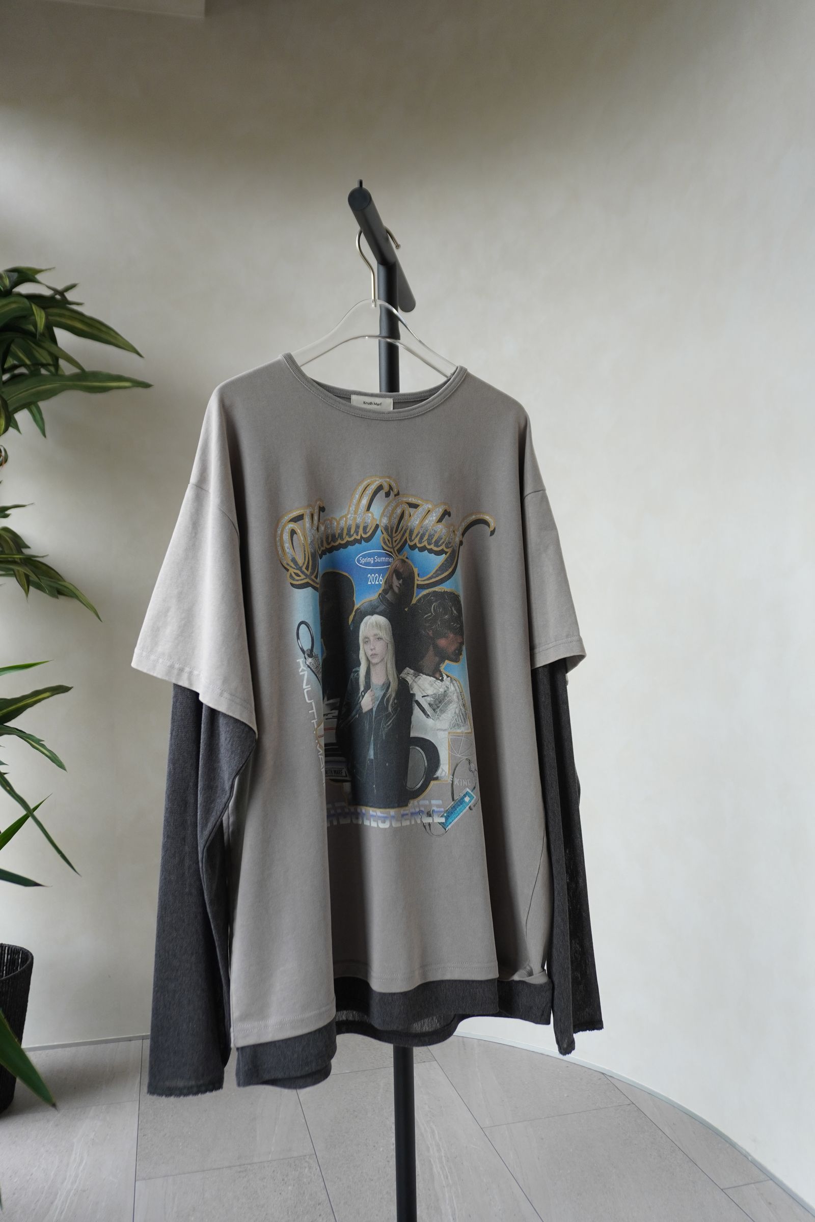 レイヤードTシャツ (グレー) AI future layered t-shirt(unisex) (Gray) /  26SS