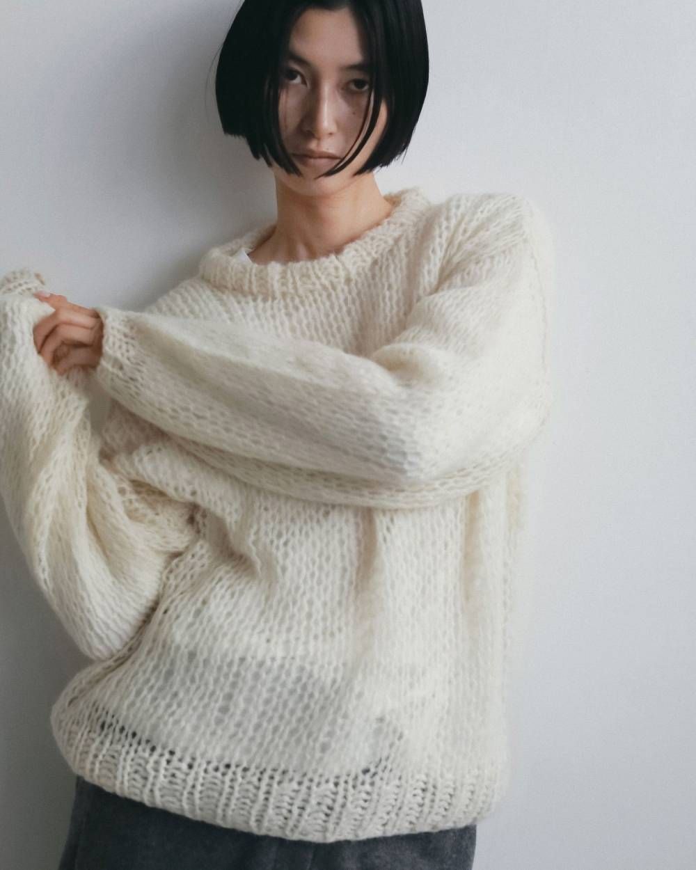 ローゲージモヘアニット (アイボリー) Lowgauge Mohair Knit (Ivory) / 26AW 【6月29日まで期間限定予約】