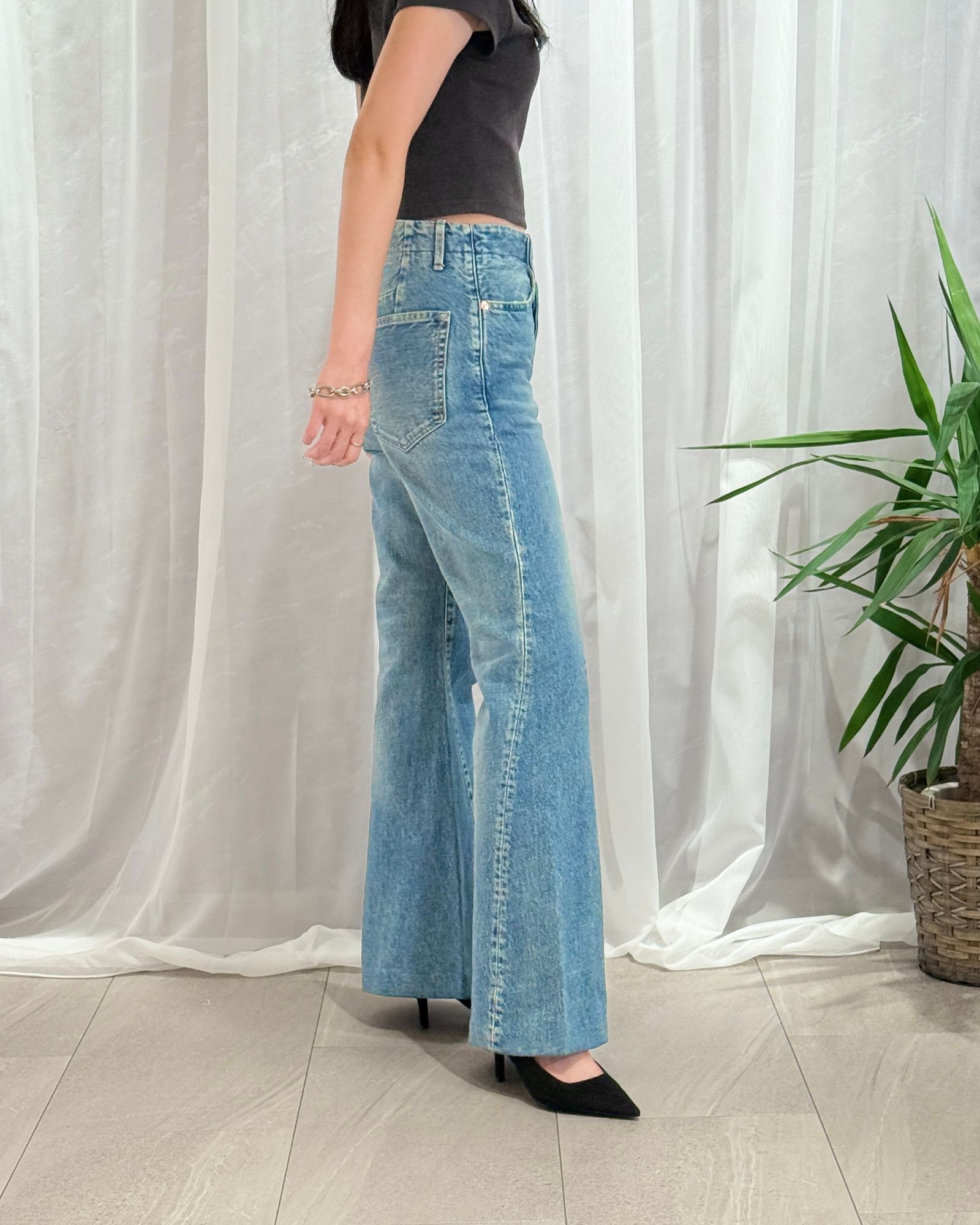 【25AW】FLARE JEAN TROUSERS / フレアジーンズ トラウザーズデニム (グリーンブルー) / レディース