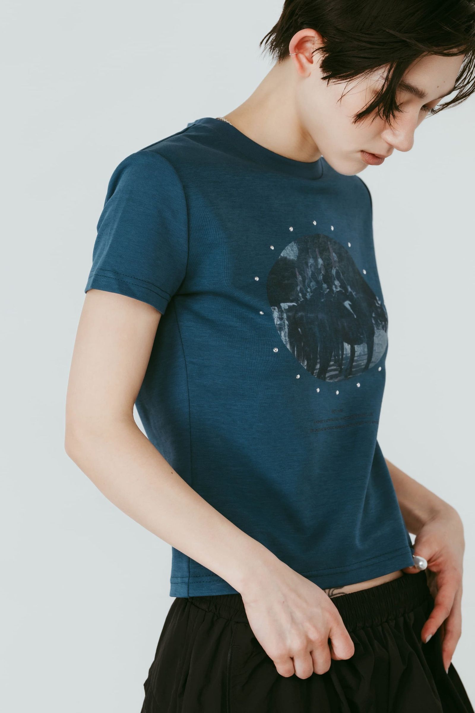 スタッズコンパクトTシャツ (ブルー) studded compact tee (Blue) /  26SS